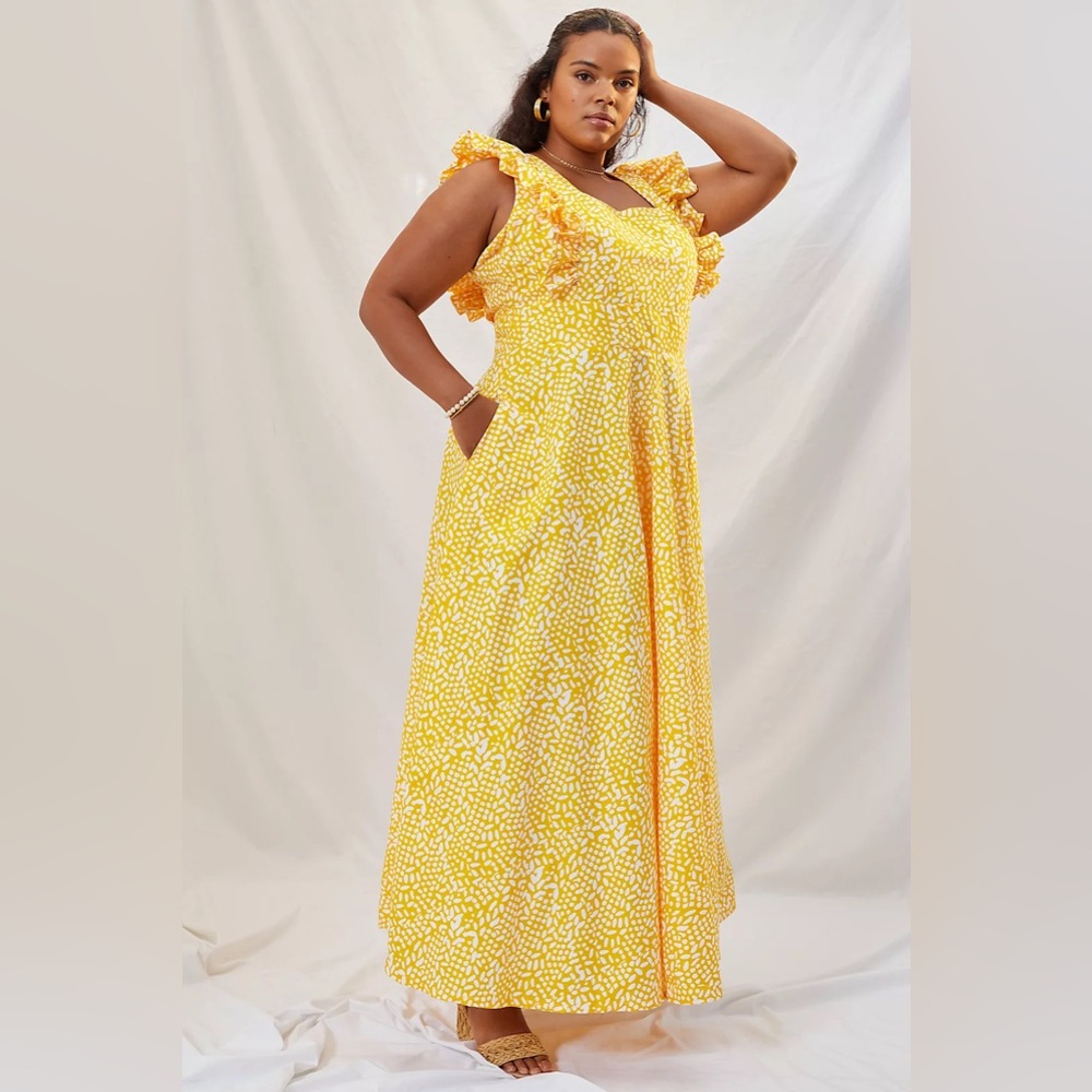 SIKA x Anthropologie Marigold Ruffled Maxi Dress